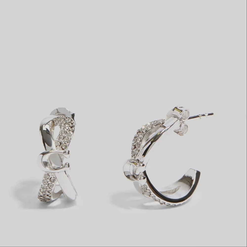 Coach Cris Cross Huggie Earrings X - Picture 3 of 7